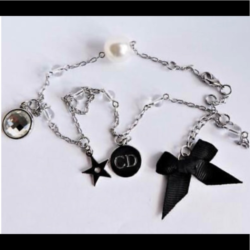 CHRISTIAN DIOR Silver Plated Chain Necklace